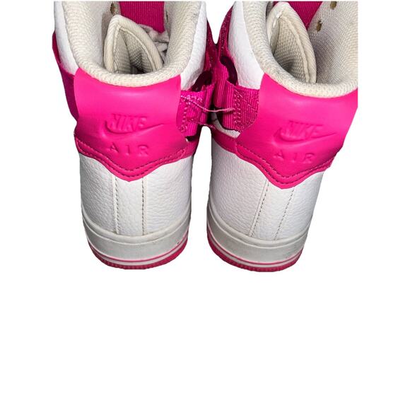 Nike Air Force 1 AF‎ White Fuchsia Pink High Top Shoes Womans Sz 7 334031-110 - Picture 6 of 13